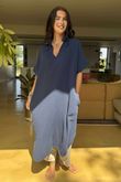Made in Italy Paulo Pillow Cotton Shirt Dress French Navy